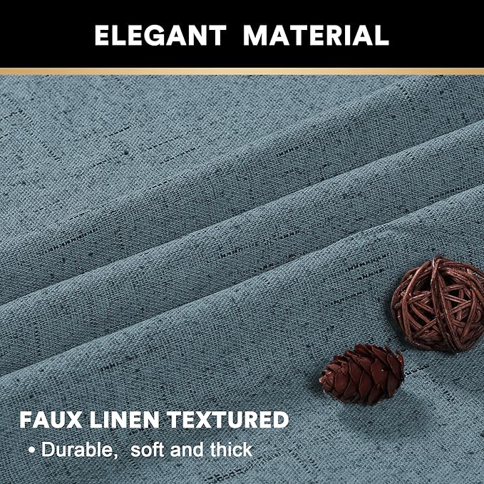 PrinceDeco 100% Blackout Linen Textured Curtains - Image 4