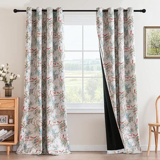 H.VERSAILTEX 100% Blackout Floral Curtains 84 inch Length 2 Panels Vintage by HVERSAILTEX
