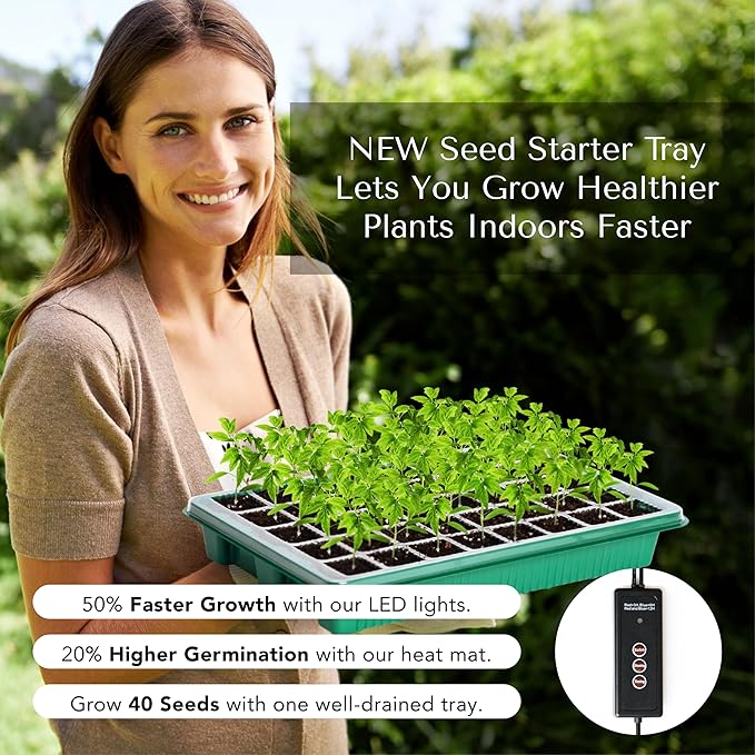 Seed Starter Kit with Grow Lights & Heat Mat – 40-Cell Seed Starter Tray - Image 2