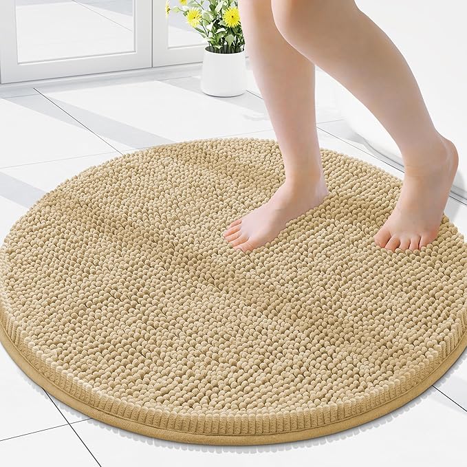 Smiry Luxury Chenille Round 24x24, Extra Soft and Absorbent Shaggy Bathroom Mat by Smiry