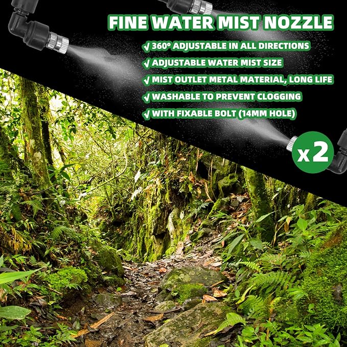 2 Pack Reptile Mister Nozzles, 1/4'' Reptile Misting Nozzles, Adjustable - Image 7