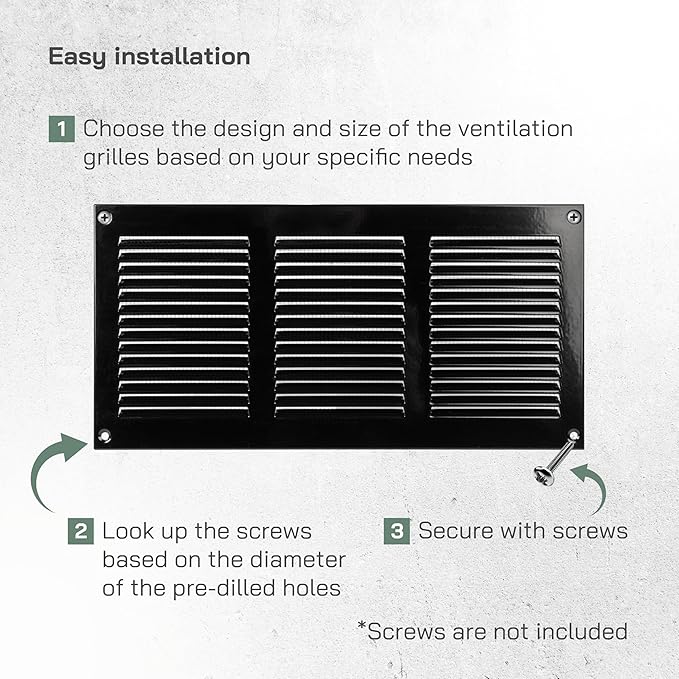 Vent Systems 12'' x 6'' Inch Black Metal Vent Duct Cover - Image 4