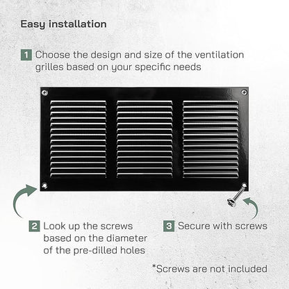 Vent Systems 12'' x 6'' Inch Black Metal Vent Duct Cover - Image 4
