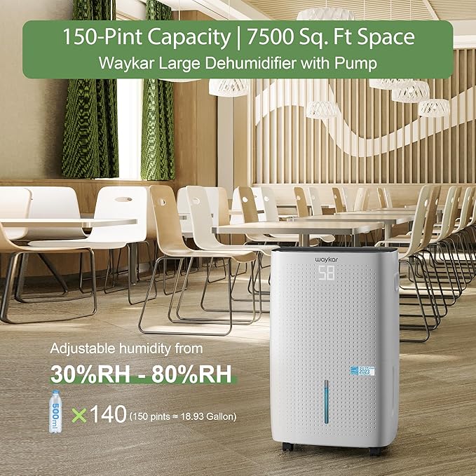 Waykar 150 Pints 7, 500 Sq. Ft Energy Star Dehumidifier - Image 2