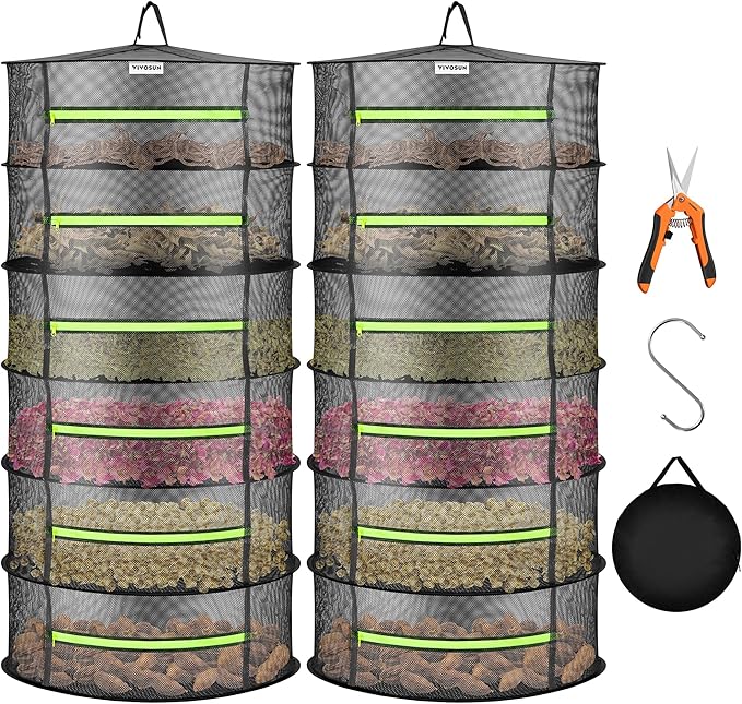 VIVOSUN 2-Pack 6-Layer Mesh Drying Rack Hanging Design by VIVOSUN