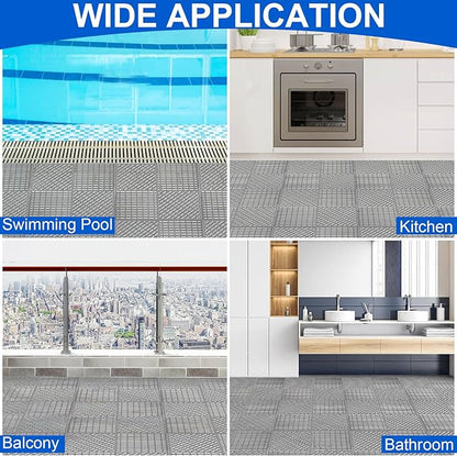MYFAMIREA Modular Interlocking Cushion 12 Pack 11.8" x 11.8" Rubber Floor Tiles - Image 7