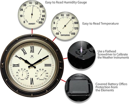 Infinity Instruments Forecaster Indoor/Outdoor Wall Clock, Thermometer - Image 8