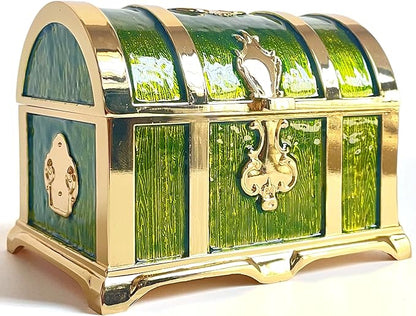 Retro Jewelry Box Arched Vintage Rectangular Metal Chest Necklace Ring Earrings by Unknown