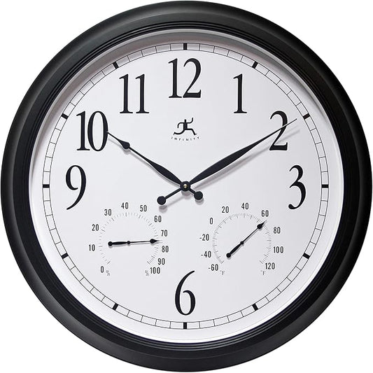 Infinity Instruments 24 inch Classic Black Wall Clock Thermometer Humidity by InfinityInstruments