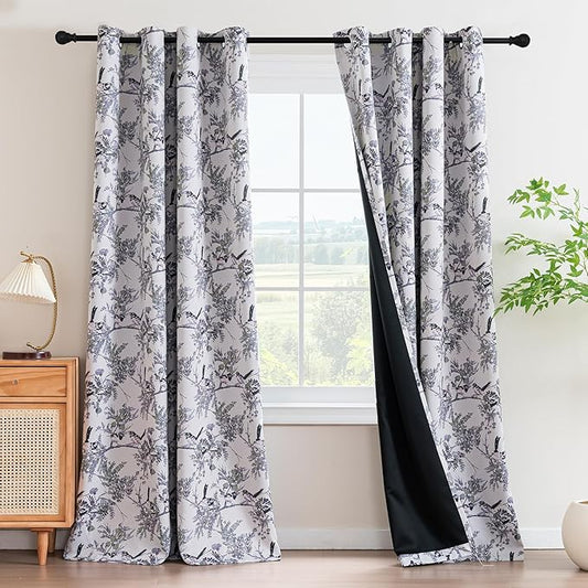 H.VERSAILTEX Floral 100% Blackout Curtains 84 inch Length 2 Panels Vintage by HVERSAILTEX