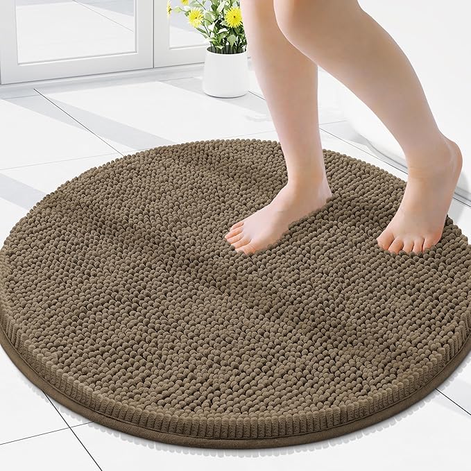 Smiry Luxury Chenille Round 24x24, Extra Soft and Absorbent Shaggy Bathroom Mat by Smiry