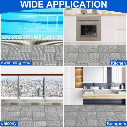 MYFAMIREA Modular Interlocking Cushion 12 Pack 11.8" x 11.8" Rubber Floor Tiles - Image 7
