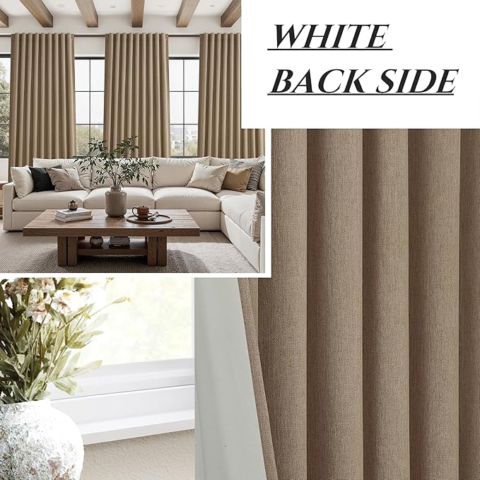 Rust Brown Blackout Curtains 60 Inches Extra Wide Linen 96 Inch Length - Image 6
