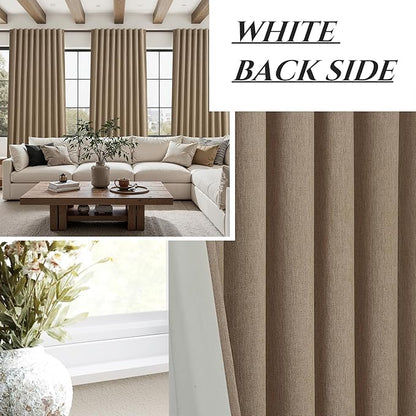Rust Brown Blackout Curtains 60 Inches Extra Wide Linen 96 Inch Length - Image 6