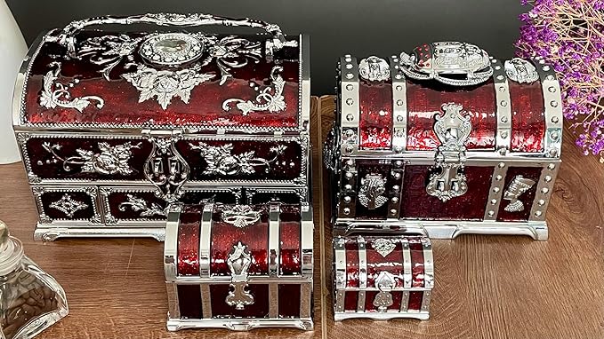 Retro Jewelry Box Arched Vintage Rectangular Metal Chest Necklace Ring Earrings - Image 6