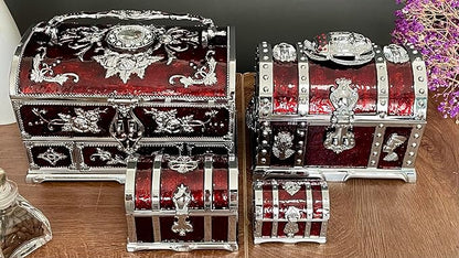 Retro Jewelry Box Arched Vintage Rectangular Metal Chest Necklace Ring Earrings - Image 6