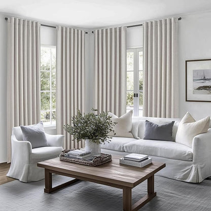 Pleat Linen Blend Room Darkening Extra Long Curtains 120 Inch Length 2 Panels - Image 6