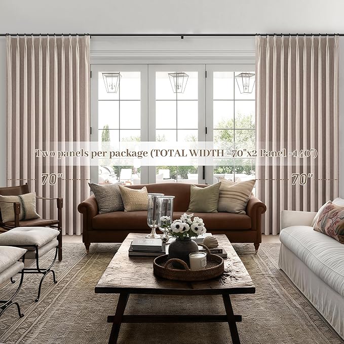 Extra Wide Thick Burlap Blackout Patio Door Curtains - Image 7