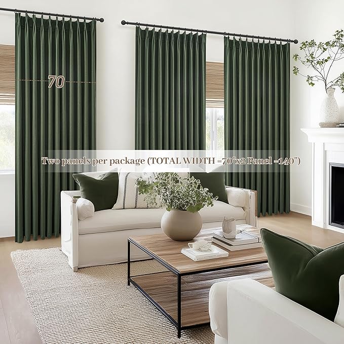 Pinch Pleated Blackout Curtains 70 Inches Extra Wide - Image 6