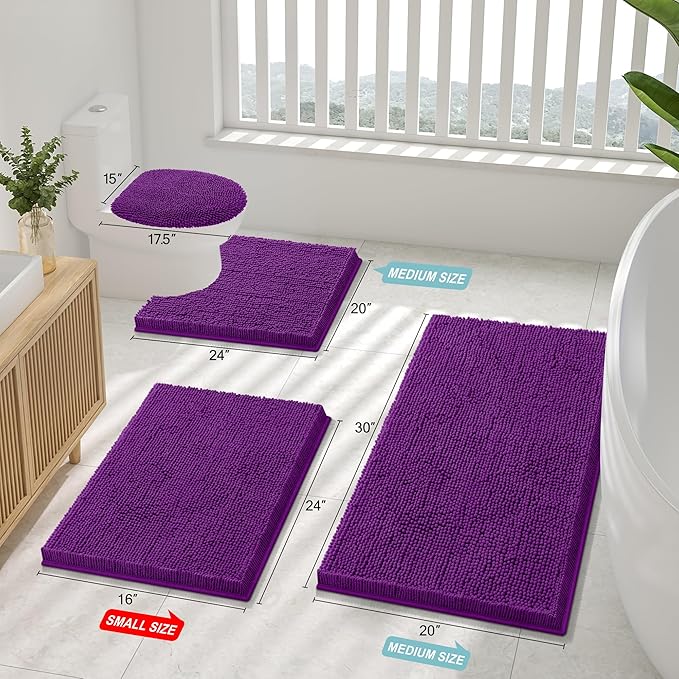 Smiry Luxury Chenille Bathroom Rugs 24x16, Extra Soft and Absorbent Shaggy Bath - Image 2