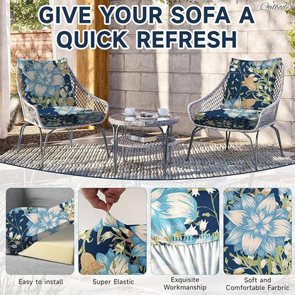 8Pcs Stretch Patio Cushion Cover, Printed Couch & Sofa Slipcovers - Image 5