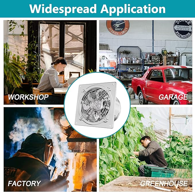 HG Power 8 Inch Kitchen Exhaust Fan, 576CFM Metal Attic Exhaust Fan, Wall - Image 9