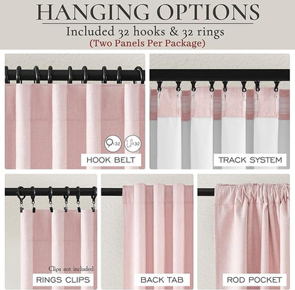Baby Pink 54 Inch Curtains for Girls Bedroom Room 2 Panel Sets, Cute Total - Image 3