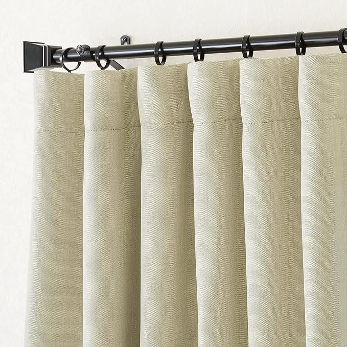 NICETOWN Room Darkening Faux Linen Beige Curtains 120 inches Long, Pinch - Image 2