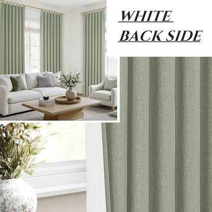 Sage Green Blackout Linen Curtains 84 Inches Long - Image 7
