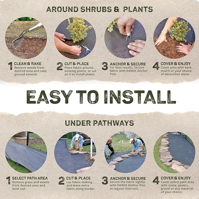 Dewitt 4-Pack Pro-5 Weed Barrier Fabric 5 oz, 5 x 250 Feet – Heavy-Duty Woven - Image 5