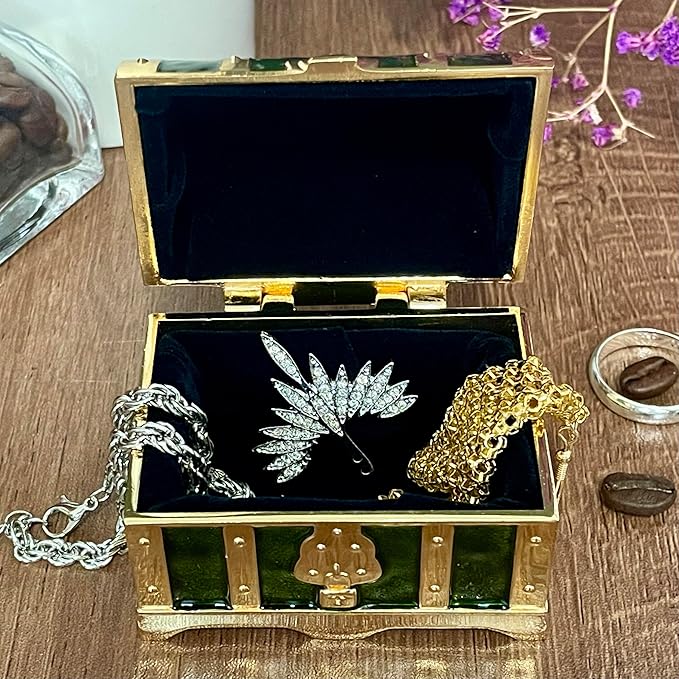 Retro Jewelry Box Arched Vintage Rectangular Metal Chest Necklace Ring Earrings - Image 2