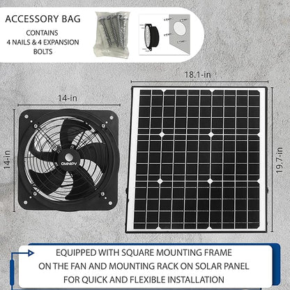Solar Powered Wall Mount Exhaust Fan, 35 Watt - Image 5