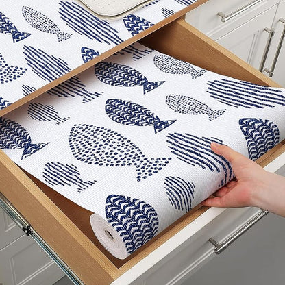 Blue Shelf Liner for Kitchen Cabinets Non Adhesive Drawer Liners Non Slip by Terravue
