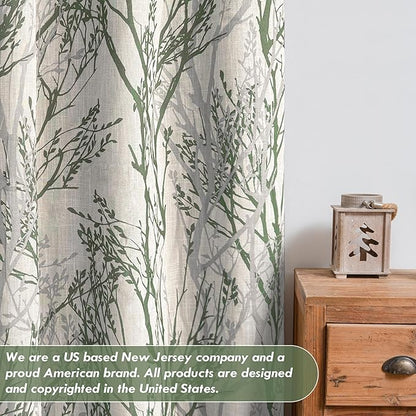 DriftAway Linen Printed Blackout Curtains Tree Branch Pattern Double Layer 90 - Image 6