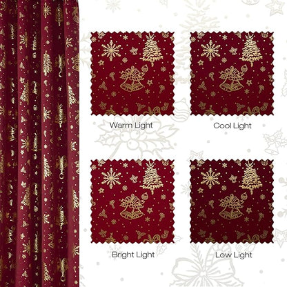 NICETOWN 2 Panels Christmas Red Rod Pocket Curtains 52 x 95 Inch, Festive Room - Image 6