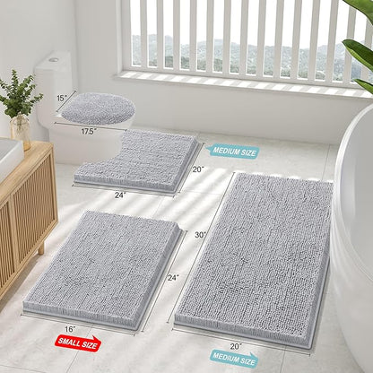 Smiry Luxury Chenille Toilet Rugs U-Shaped 24x20, Soft Absorbent Non-Slip - Image 2