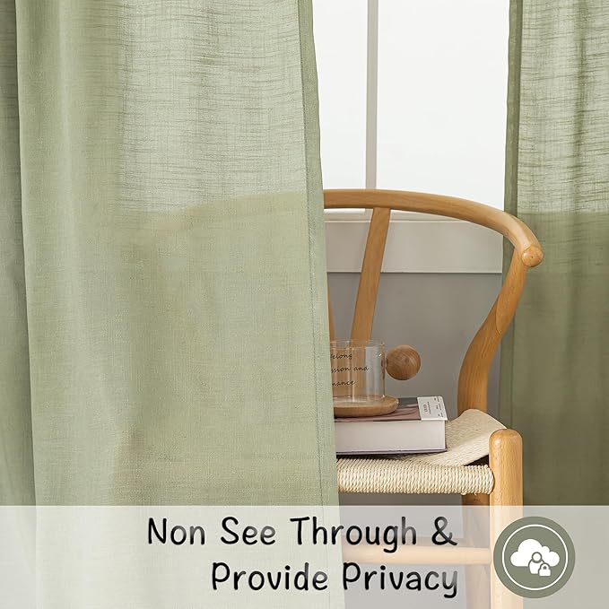 DONREN Sage Green Back Tab Curtains 78 Inches Long 2 Panels - Image 3