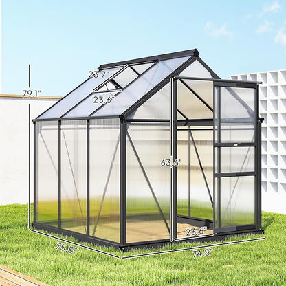 Outsunny 6' x 6' Greenhouse for Outdoors, Polycarbonate Greenhouse - Image 7
