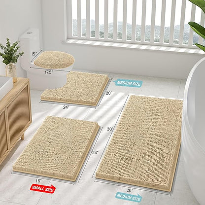 Smiry Luxury Chenille Bathroom Rugs 71x47, Extra Soft and Absorbent Shaggy Bath - Image 3