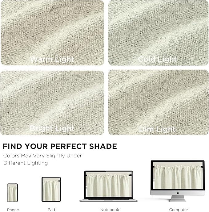 CUCRAF Linen 100% Blackout Curtains 84 Inch Length 2 Panels Set, Back Tab and - Image 4