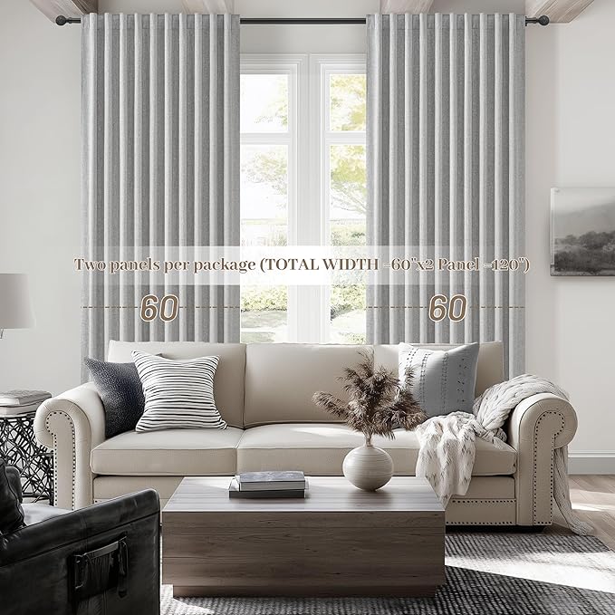 Blackout Curtains 60 Inches Extra Wide Linen Curtains 84 Inch Length - Image 6