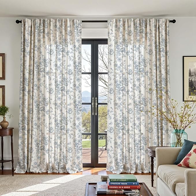 jinchan Linen Floral Curtains 100 Inch Extra Wide - Image 5