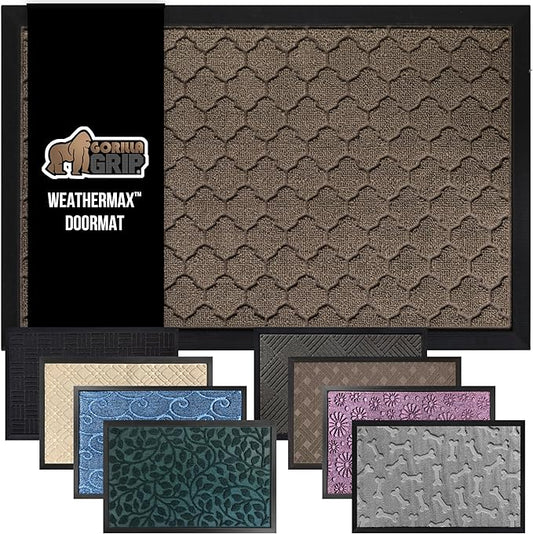 GORILLA GRIP 100% Waterproof All-Season WeatherMax Doormat, US Designed Natural by GorillaGrip