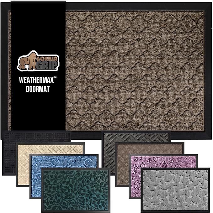 GORILLA GRIP 100% Waterproof All-Season WeatherMax Doormat, US Designed Natural by GorillaGrip