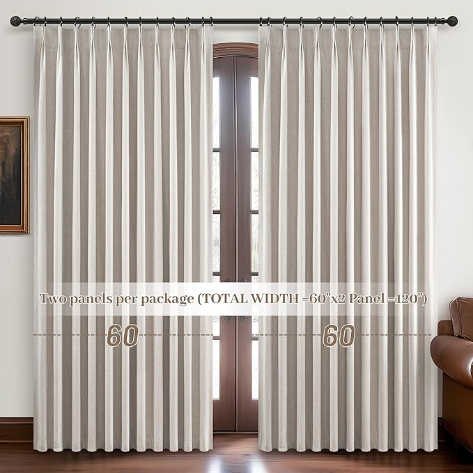 Curtains 60 Inch Length Wide Pinch Pleated Blackout Curtain - Image 6