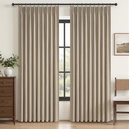 Curtains 60 Inch Length Wide Pinch Pleated Black Out Curtain 84 Inch Long by QJMYDECO