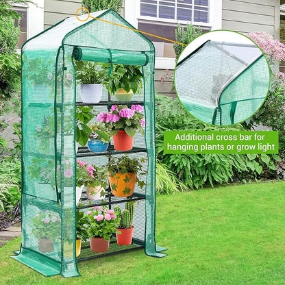 Mini Greenhouse with Screen Roof, Ohuhu Upgraded Portable 4 Tier Small - Image 4