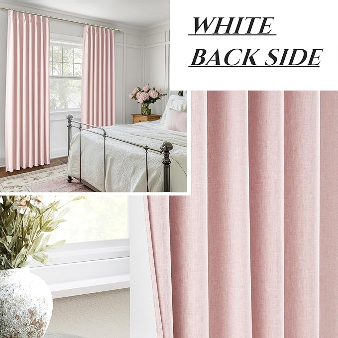Baby Pink Modern Pinch Pleated Curtains & Drapes 84 Inch Length 2 Panels Set - Image 5
