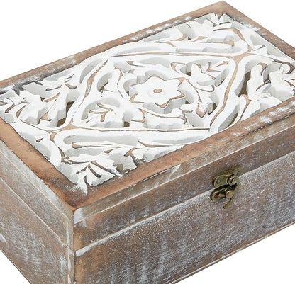 Deco 79 Wood Floral Handmade Decorative Box Decorative Keepsake Boxes - Image 2