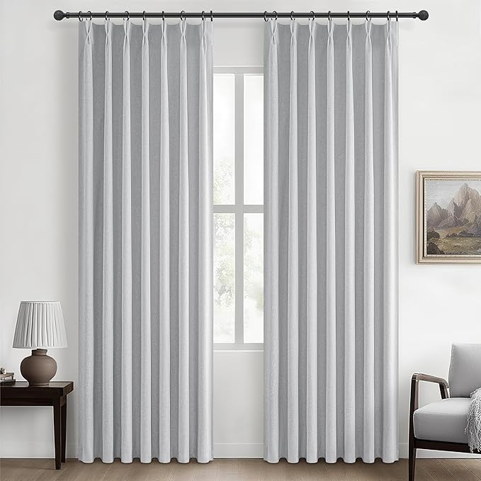Light Grey Black Out Curtains 84 Inch Long by QJMYDECO